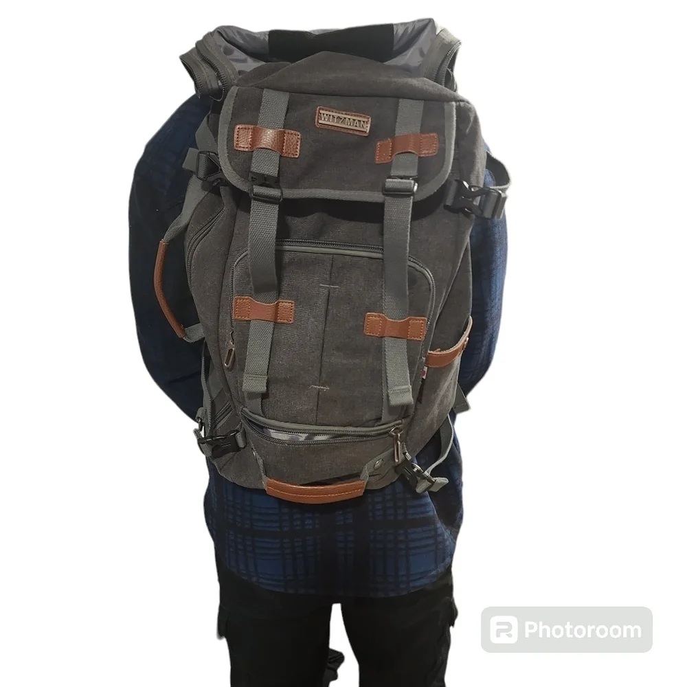 WITZMAN Travel Backpack Large Canvas Backpack Luggage Carry on Duffel Bag